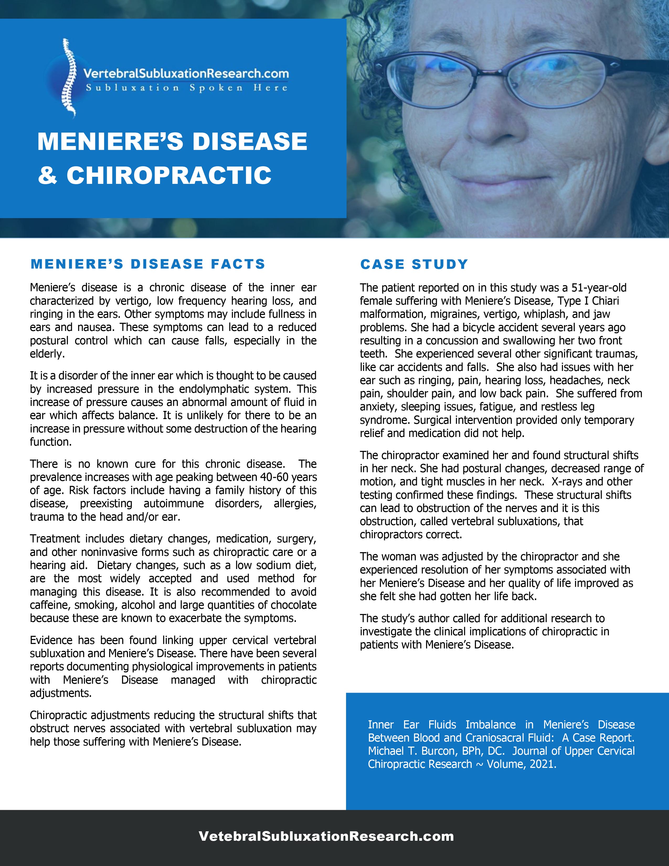 Possible Cause of Meniere's Disease Discovered After One Hundred Sixty Years, Meniere's Research